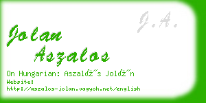 jolan aszalos business card